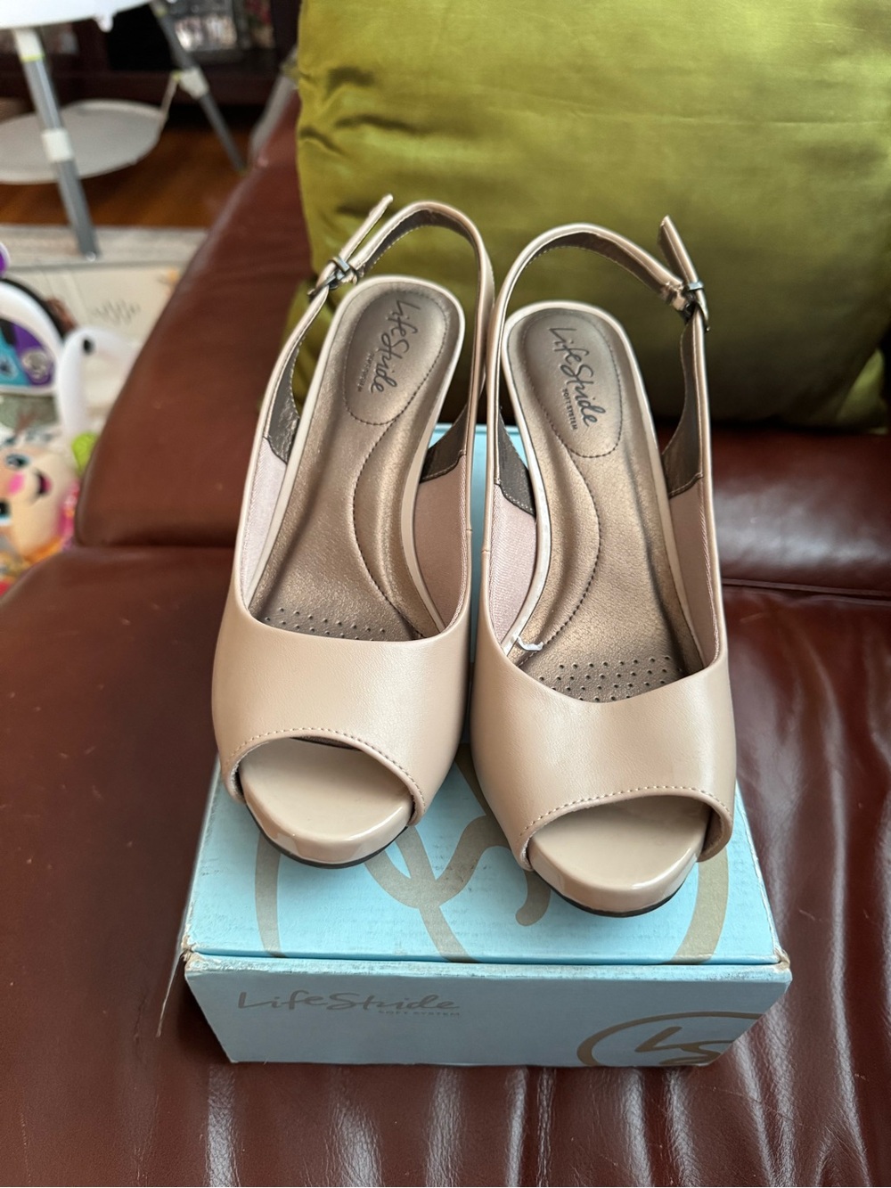 Life Stride Blush Nude Slingback Peep-Toe Heels - Picture 3 of 3